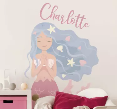 Sticker Mural sirène de couleurs - TenStickers