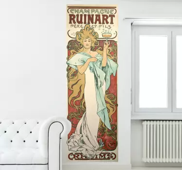 Sticker vintage Champagne Ruinart art nouveau - TenStickers