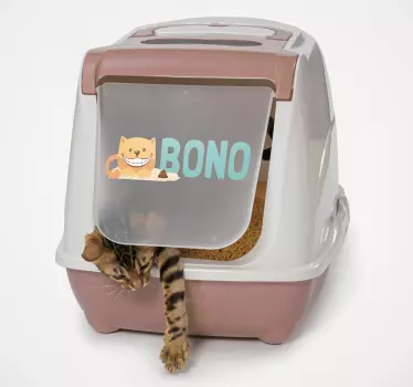 Sticker prénom chat pour boîte de litière  - TenStickers