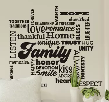 Sticker citation amour et valeurs familiales chéris - TenStickers