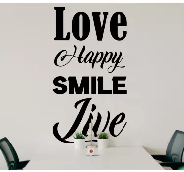 Sticker Citation Amour heureux sourire en direct - TenStickers