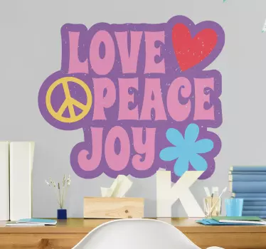 Sticker citation amour paix joie - TenStickers