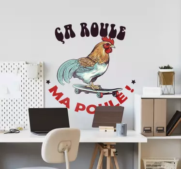 Sticker mural citation Ça roule ma poule ! - TenStickers