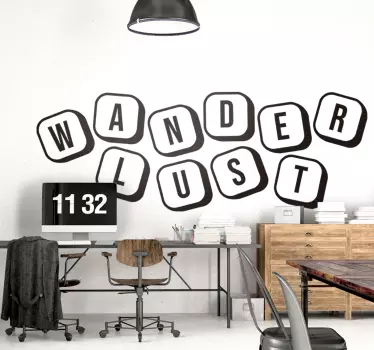 Sticker citation conception de texte wanderlust - TenStickers