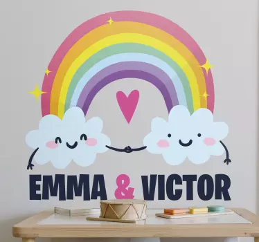 Sticker citation nuages d'amour arc-en-ciel - TenStickers