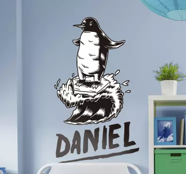 Sticker citation pingouin surfeur design personnalisé - TenStickers