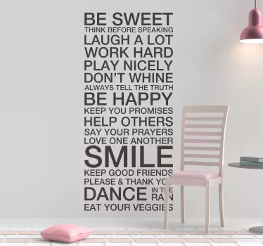 Sticker citation soyez doux riez beaucoup souriez - TenStickers