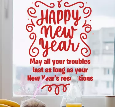 Sticker citation vœux de nouvel an joyeux - TenStickers