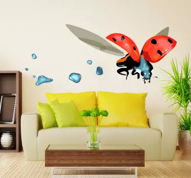 Sticker coccinelle et rosée - TenStickers