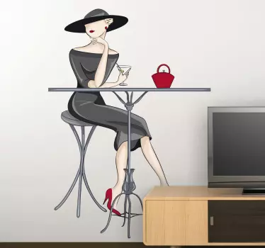 Sticker cocktail femme elegante - TenStickers