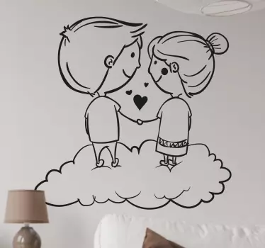 Sticker couple ciel en noir - TenStickers