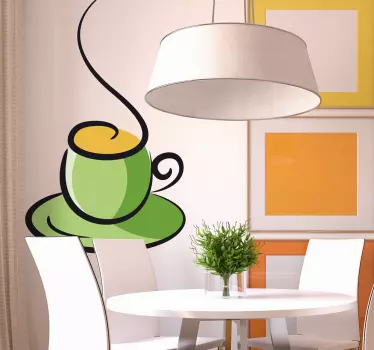 Sticker cuisine illustration tasse café verte - TenStickers