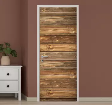 Sticker porte effet bois vieilli - TenStickers