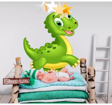 Sticker de Porte Joyeux dinosaure qui court - TenStickers