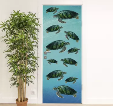 Sticker de porte tortue de mer - TenStickers