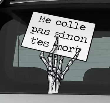 Sticker Voiture Dessin Texte squelette drôle - TenStickers