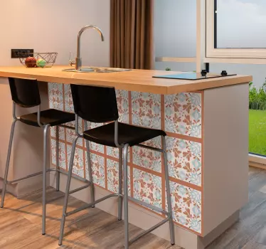 Sticker Deco Meuble Carreaux méditerranéens floraux - TenStickers