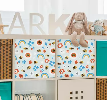 Sticker Deco Meuble Fleurs et abeilles - TenStickers