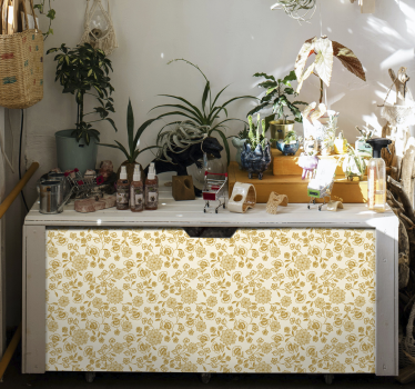 Sticker déco meuble Fleurs jaunes style paisley - TenStickers