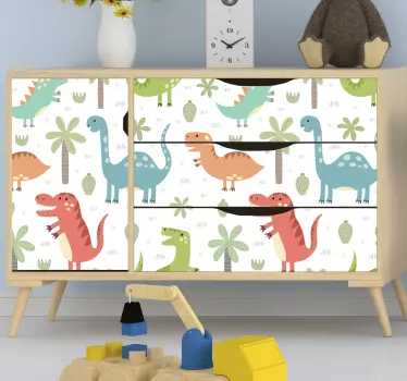 Sticker Deco Meuble Joyeux dinosaure kallax - TenStickers