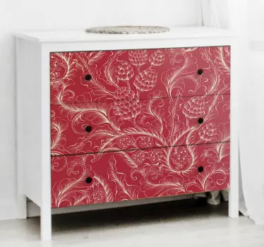 Sticker déco meuble Paisley rouge - TenStickers