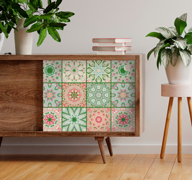Sticker Meuble carrées décoratifs dans les tons bleus et verts - TenStickers