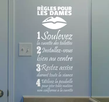 Sticker déco texte Règles pour les dames - TenStickers