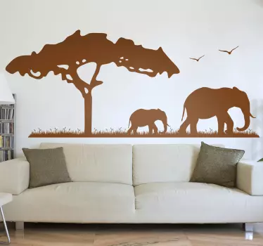 Sticker arbre éléphants d'Afrique - TenStickers