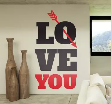 Sticker décoratif I love you texte flèche - TenStickers
