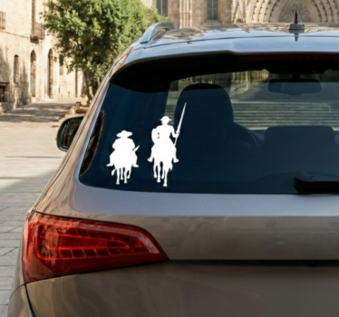 Sticker Voiture Don Quichotte Sancho Panza - TenStickers