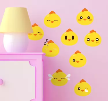 Sticker émoticônes poussins - TenStickers