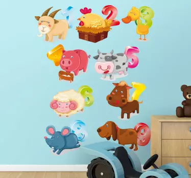Sticker enfant animaux et chiffres - TenStickers
