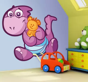 Sticker enfant bébé dinosaure mauve - TenStickers