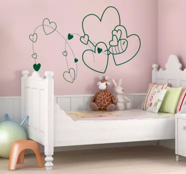 Sticker enfant coeurs abeille - TenStickers