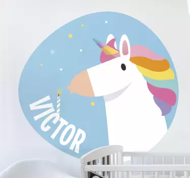 Sticker enfant design anniversaire licorne - TenStickers
