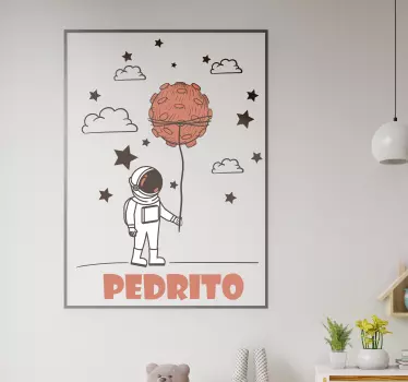 Sticker enfant design astronaute avec ballon - TenStickers