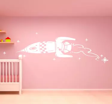 Sticker enfant dessin fusée - TenStickers