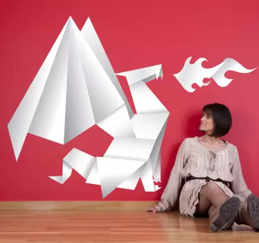 Sticker enfant dragon origami - TenStickers