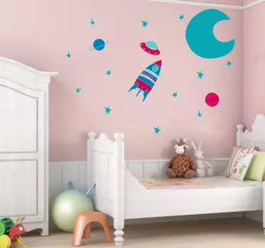 Sticker espace lune et cosmos - TenStickers