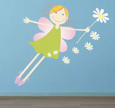 Sticker enfant fée fleurs - TenStickers