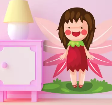 Sticker enfant fée rose - TenStickers