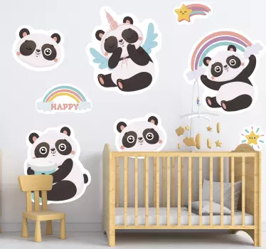 Sticker enfant figurines de panda charmantes - TenStickers