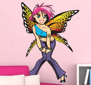 Sticker enfant fille papillon - TenStickers