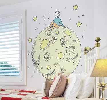 Sticker enfant garçon lune heureux - TenStickers