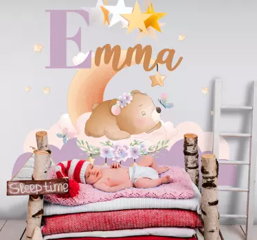 Sticker enfant illustration d'ours endormi - TenStickers