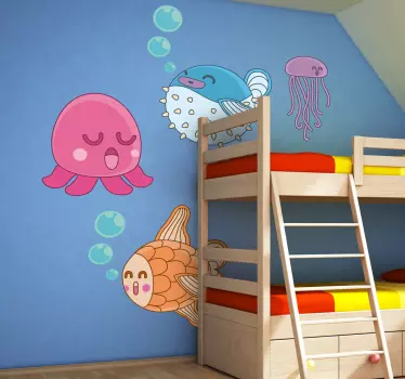 Sticker enfant illustration fonds marins - TenStickers