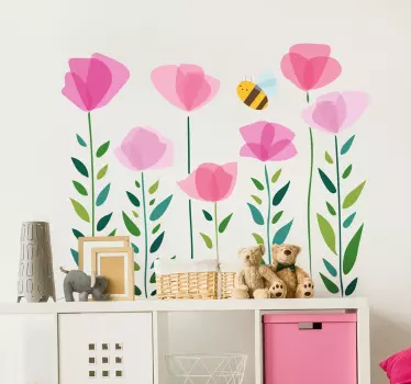 Sticker enfant insectes jardin fleuri - TenStickers