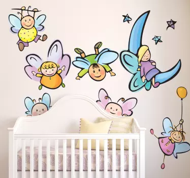 Sticker enfant kit anges dans le ciel - TenStickers