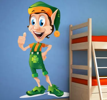 Sticker enfant lutin trèfle - TenStickers