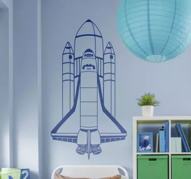 Sticker espace navette spatiale bleue - TenStickers